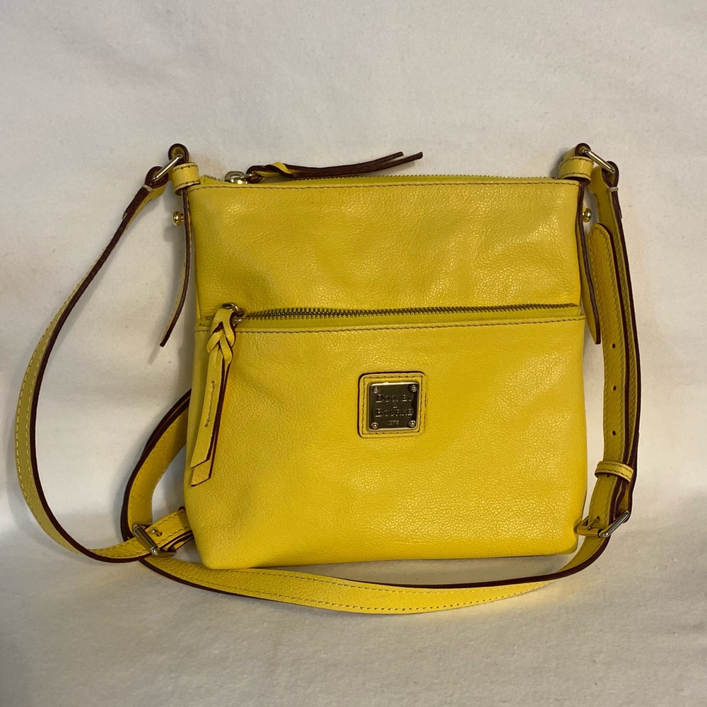 Dooney & Bourke Yellow Leather Wayfairer Letter Carrier Crossbody Bag